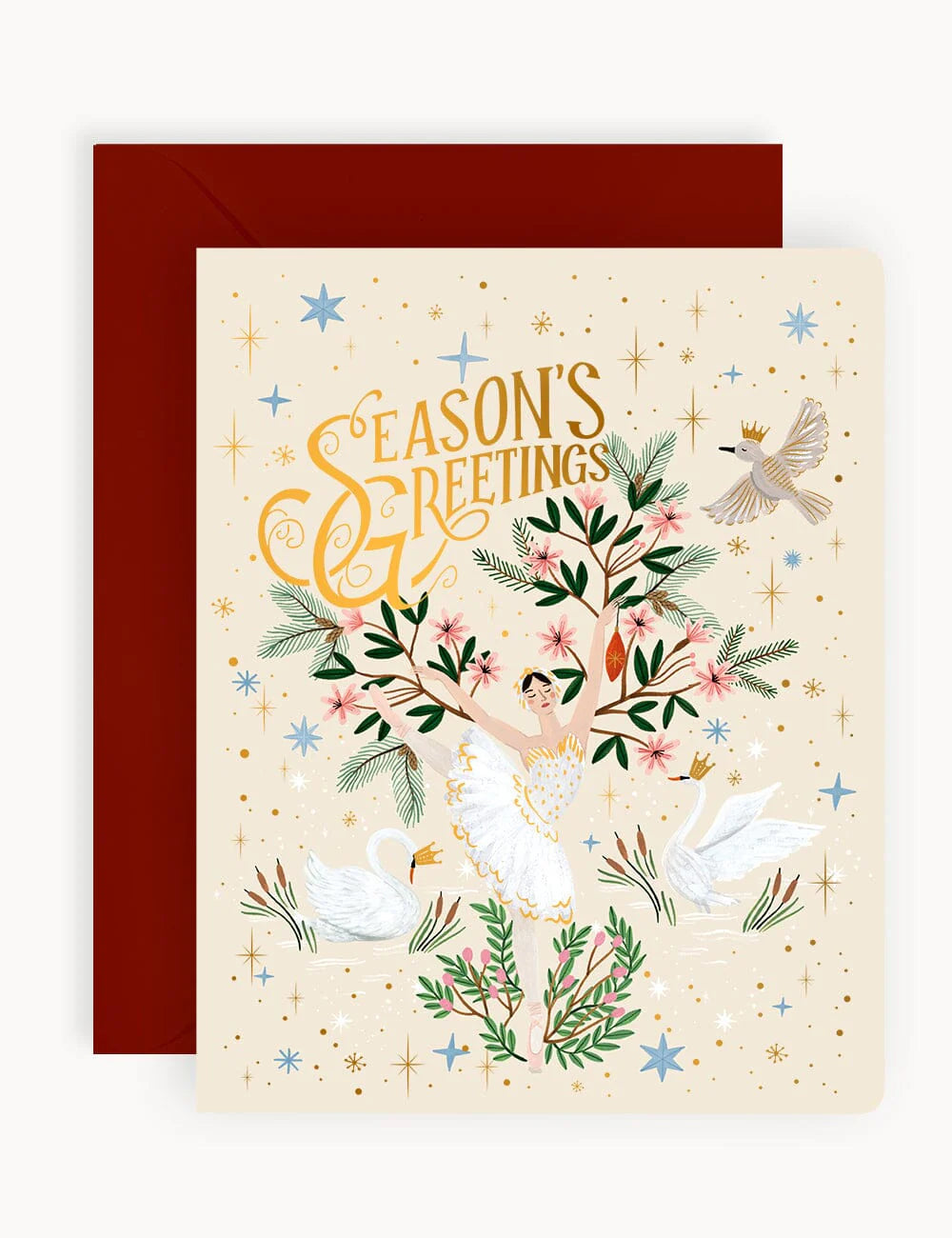 "Seasons Greetings" Christmas Card (Winter's Woodland Ballet)