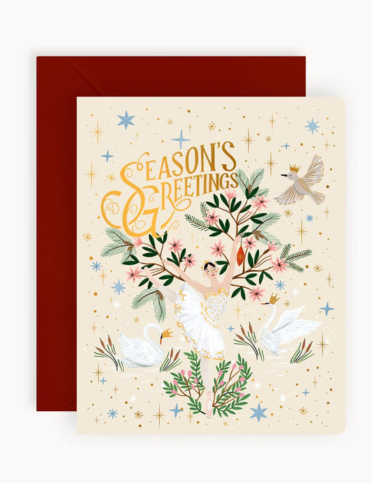 "Seasons Greetings" Christmas Card (Winter's Woodland Ballet)